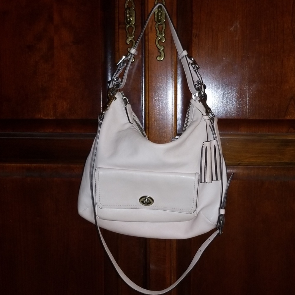 Blush Pink Coach Leather Hobo Shoulder Purse